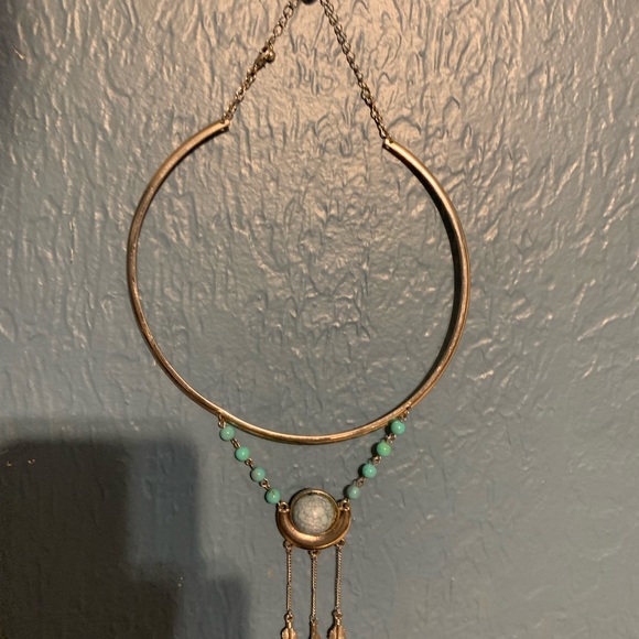 Sterling silver choker necklace adorned w turquois - Picture 3 of 3